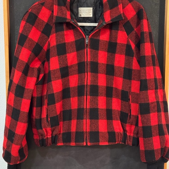 Pendleton Jackets & Blazers - Vintage Pendleton Buffalo Red and Black Plaid Zip-Up Jacket 100% Virgin Wool